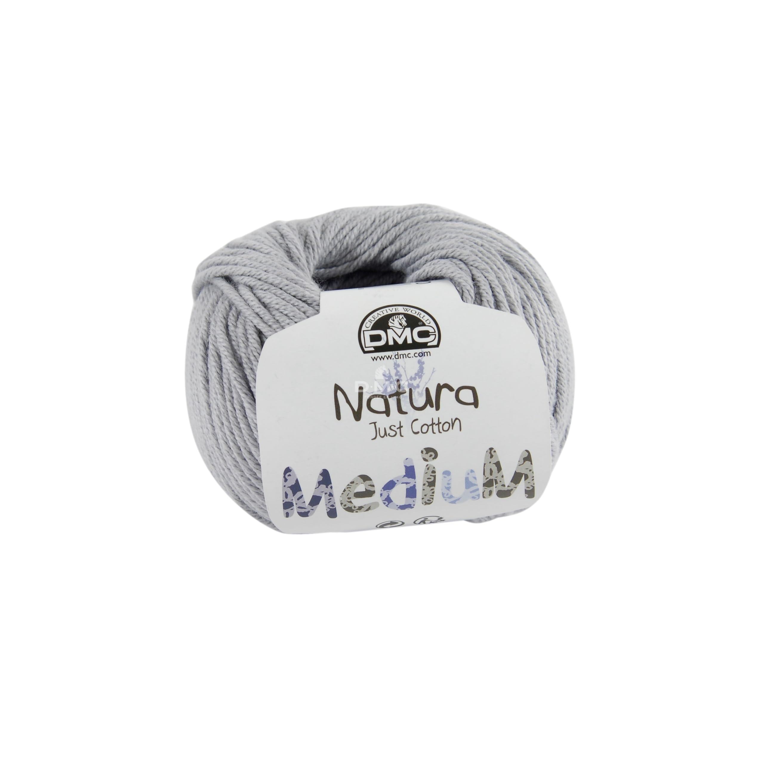 DMC Natura Medium Yarn, 100% Cotton, Grey (120), 50g