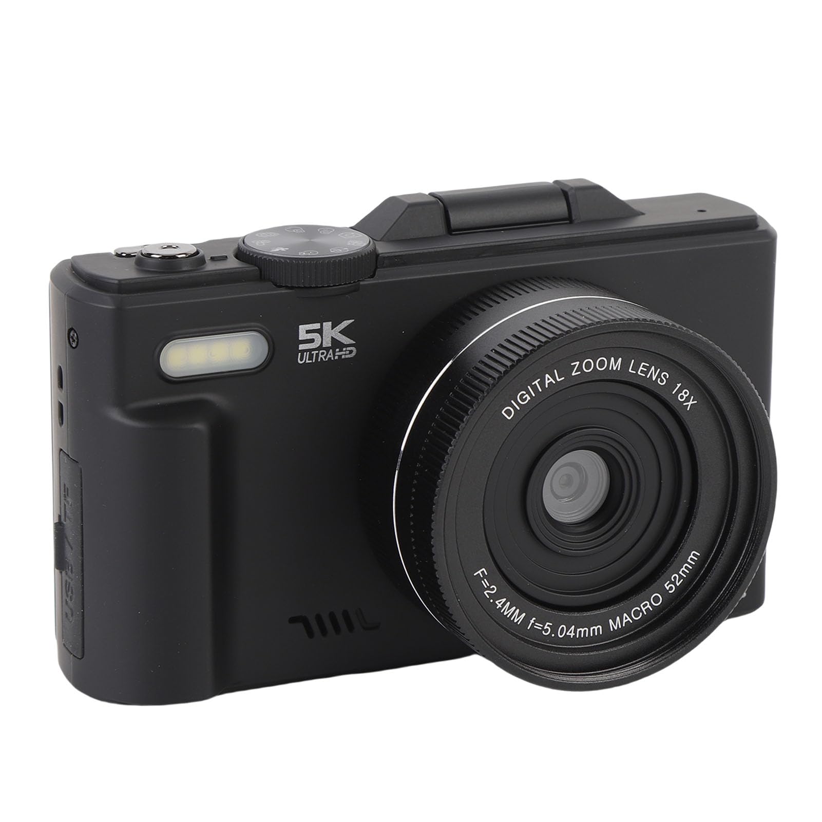 Cámara Digital de 5k para Fotografía, 75MP UHD Camara Fotograficas con Zoom Digital 18x, Pantalla de Flip de 3 "180 °, Cámaras de Vlogging Portátiles (Black)