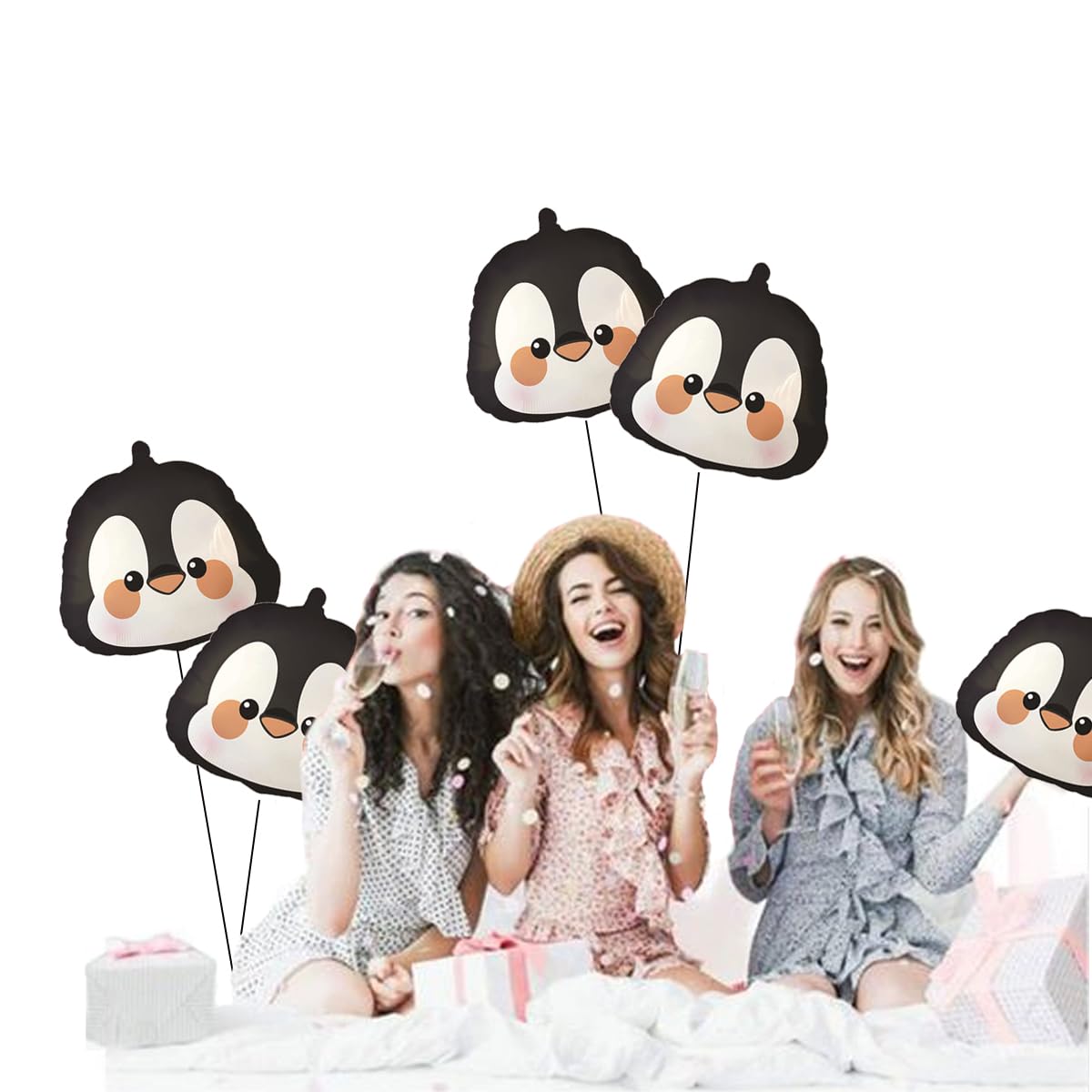 6 Palloncini Di Natale A Forma Di Testa Di Pinguino – 30 Cm, Lamina, Per Compleanni E Baby Shower