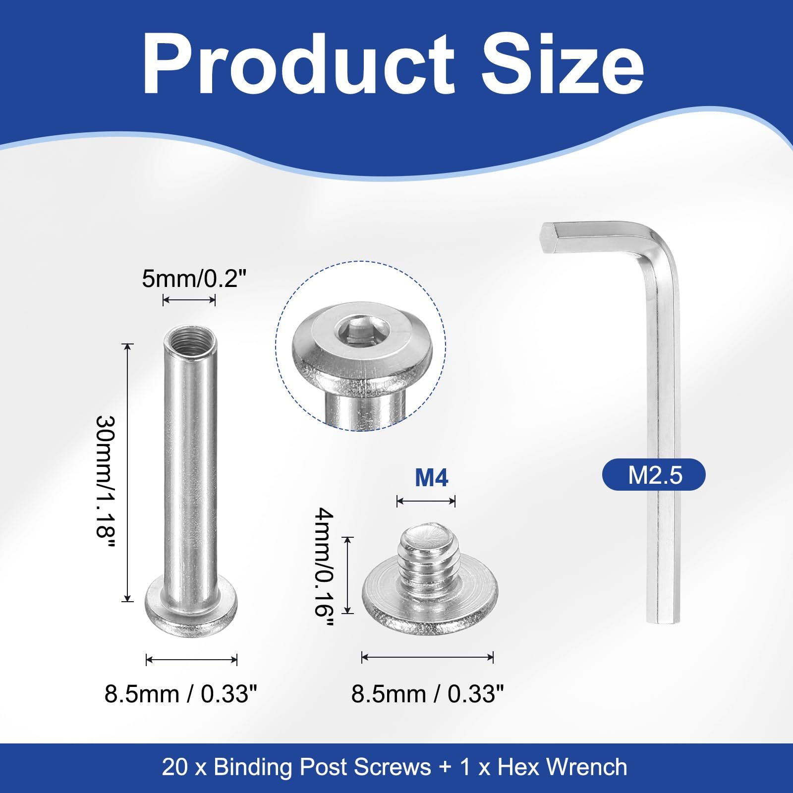 PATIKIL M4x4mm Hex Chicago Screws 5x30mm - Image 2