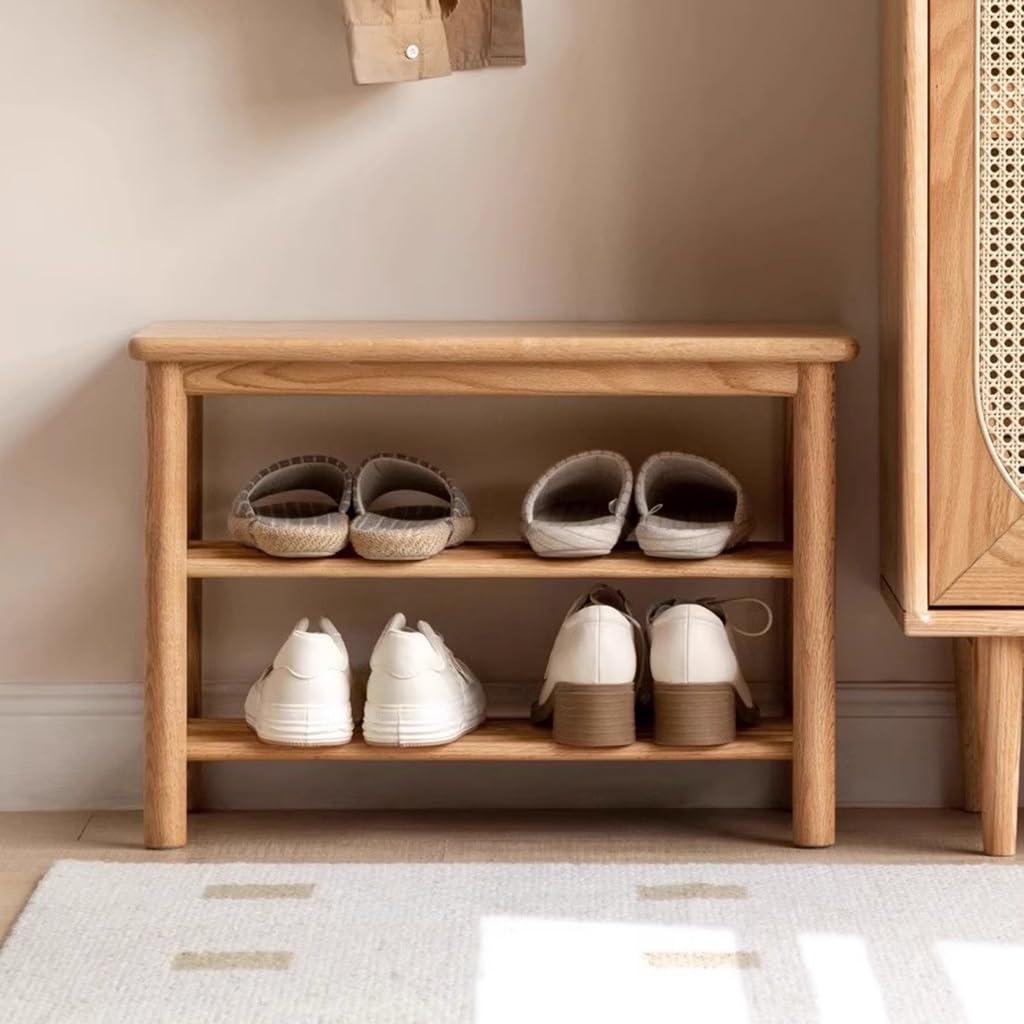 Scarpiera, Panca per scarpe 2 ripiani Legno massello Rimovibile e regolabile Ripiano per scarpe Organizzatore per scarpe Porta scarpe Armadietto per scarpe per ingresso corridoio soggiorno(Walnut colo
