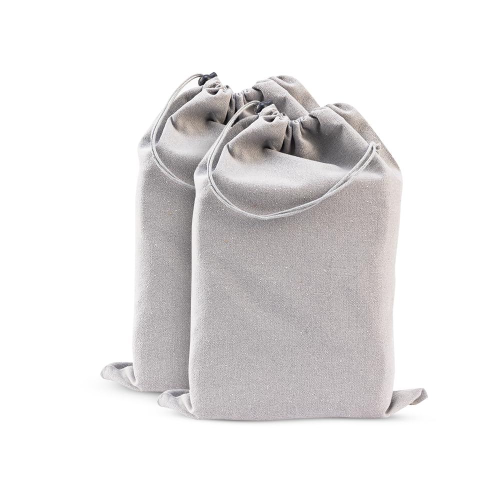 LFH Cotton Rich Shoe Storage Bags with Drawstring, Dustproof Breathable Reusable Organizer, Perfect For Travel, Dorm, Hotel, College, Gym, Easy to Carry, Machine Washable 12"x17" (Pack of 2) - Grey
