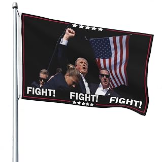 FIGHT FIGHT FIGHT Flag 3x5 FT, Donald Trump Flag Double Side, Trump Assassination Attempt Flag, 2024 Election Flag for Indoor Outdoor, Trump Vance Flag for Garden Lawn Yard Home Decor (Flag 07)