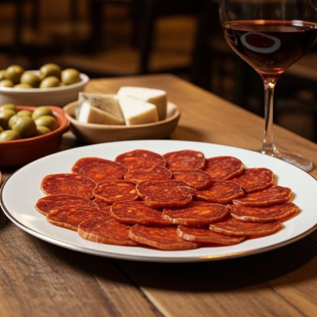 7 BELLOTAS Salame Spagnolo CHORIZO 100% Iberico Pata Negra | Salsicce Chorizo Guijuelo Salamanca (Tubo +500 g)