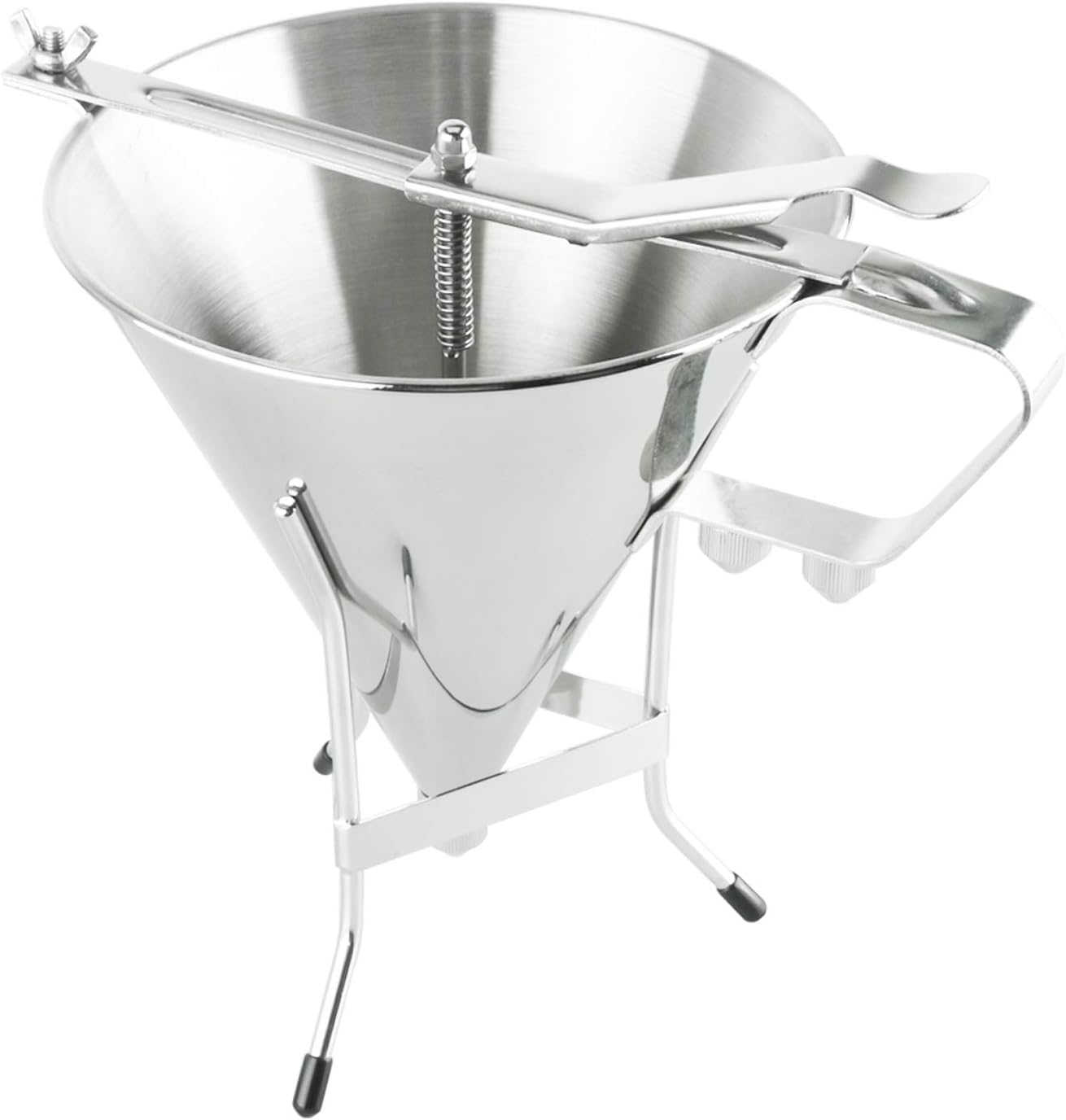 HomendConfectionery Funnel with Stand and Three Nozzles Stainless Steel Commercial Grade Cake Decorating Tool Precise Dispensing and Filling 7-1/2 inch Diameter