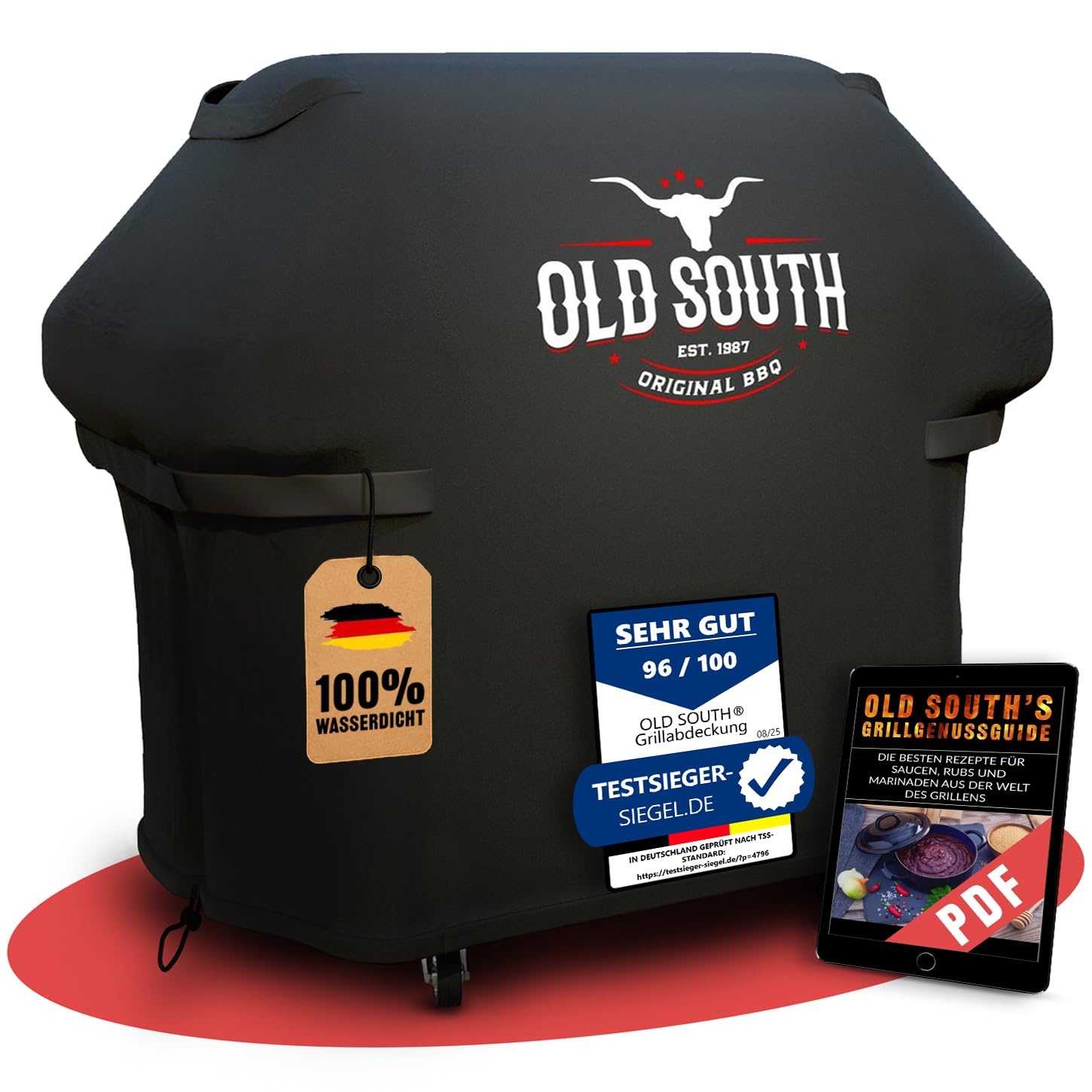 Old South - Grillabdeckung Wetterfest - Grill Abdeckhaube für Weber, Napoleon, Enders, Rösle Gasgrill - Grillhaube Cover Wasserdicht (147 x 65 x 115 cm)