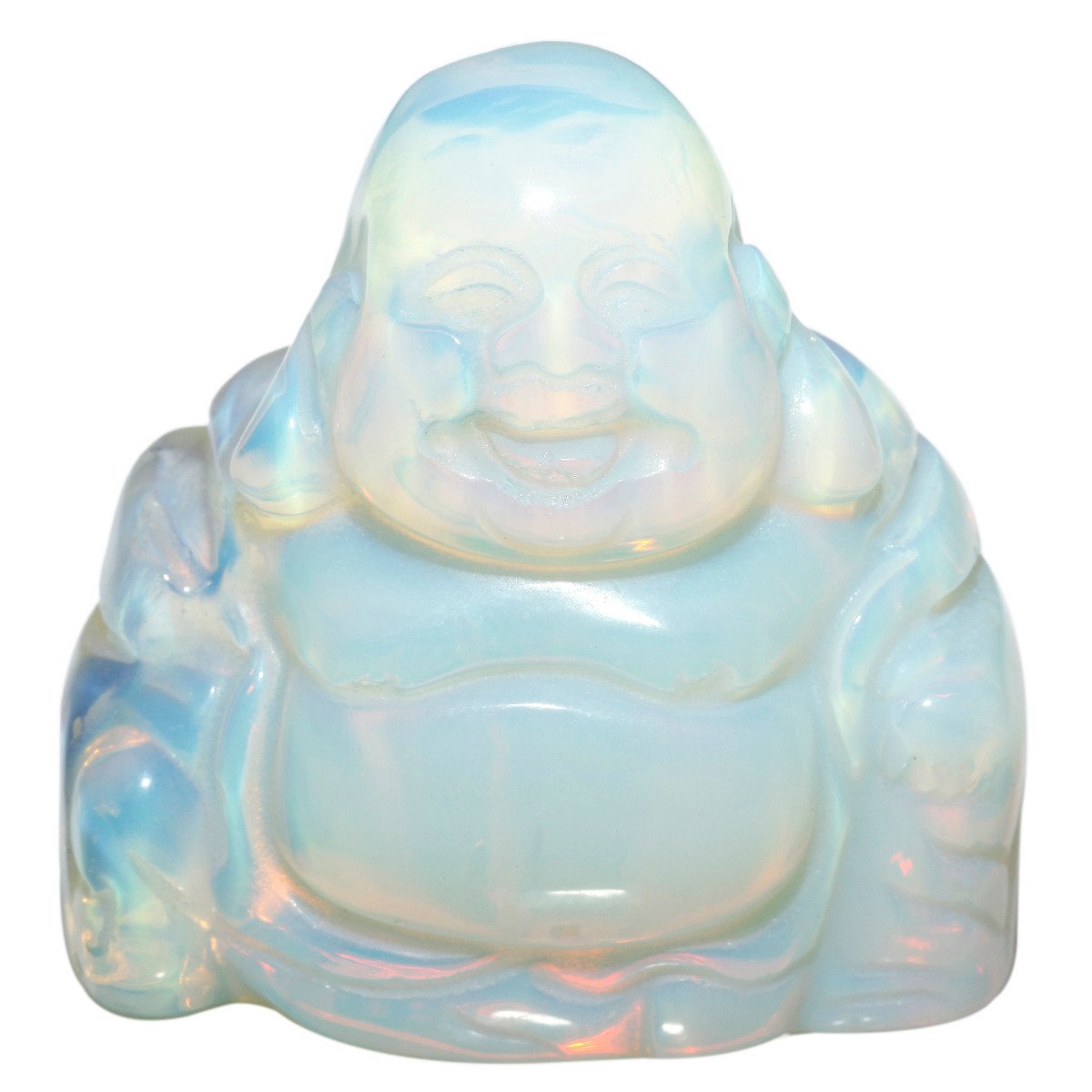 SUNYIK Hand Carved Stone Laughing Happy Buddha Staues, Healing Crystal Pocket Palm Stone Figurine Sphere Decoration 1.5" 1.5'' SUNVS145