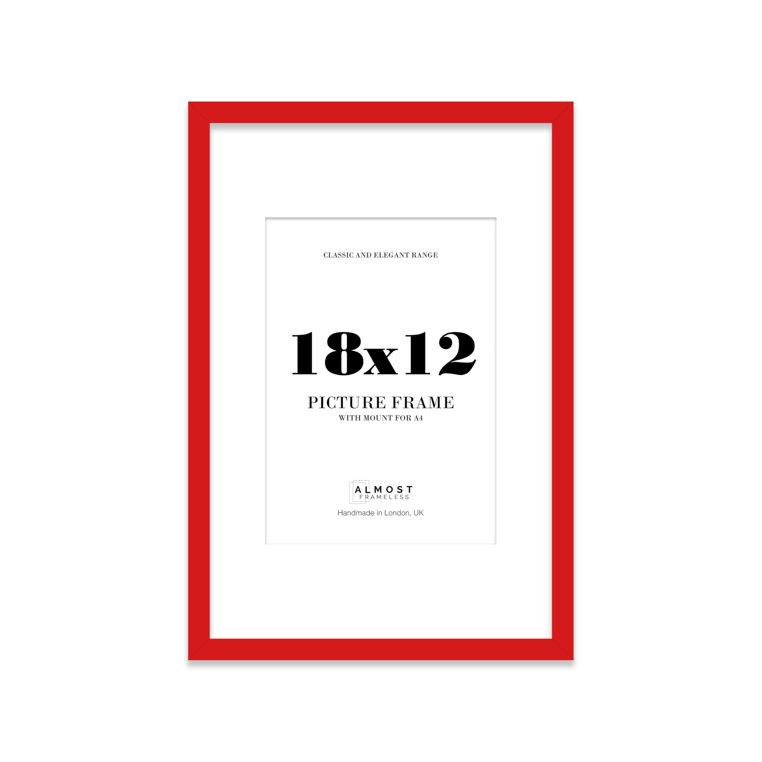 Red Picture Frame 18x12 With A4 Mount for Photos - Wall Display, Landscape or Portrait, 1 Pack — image 1