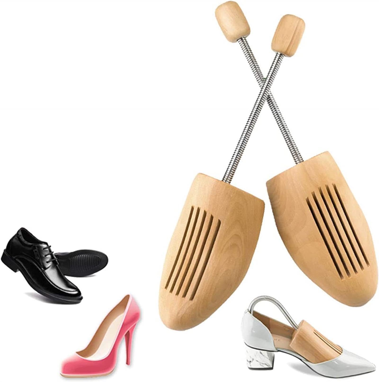 Árbol de zapatos de madera con espiral, árbol de zapatos de madera real que absorbe la humedad, camilla de zapatos con espiral para el cuidado de la forma del zapato, tensor de zapatos de madera,