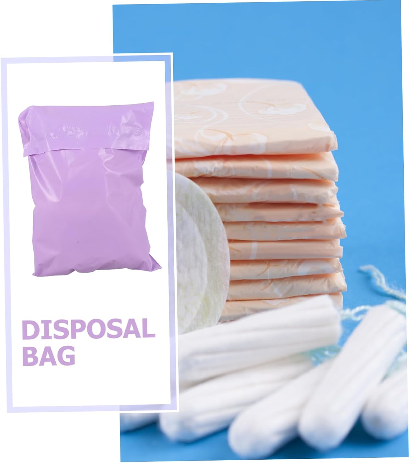 100pcs Purple Plastic Self Sealing Sanitary Disposal Bags for Pads
