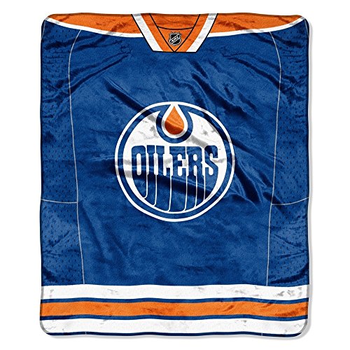 Northwest NHL Edmonton Oilers Unisex-Adult Raschel Throw Blanket, 50" x 60", Jersey