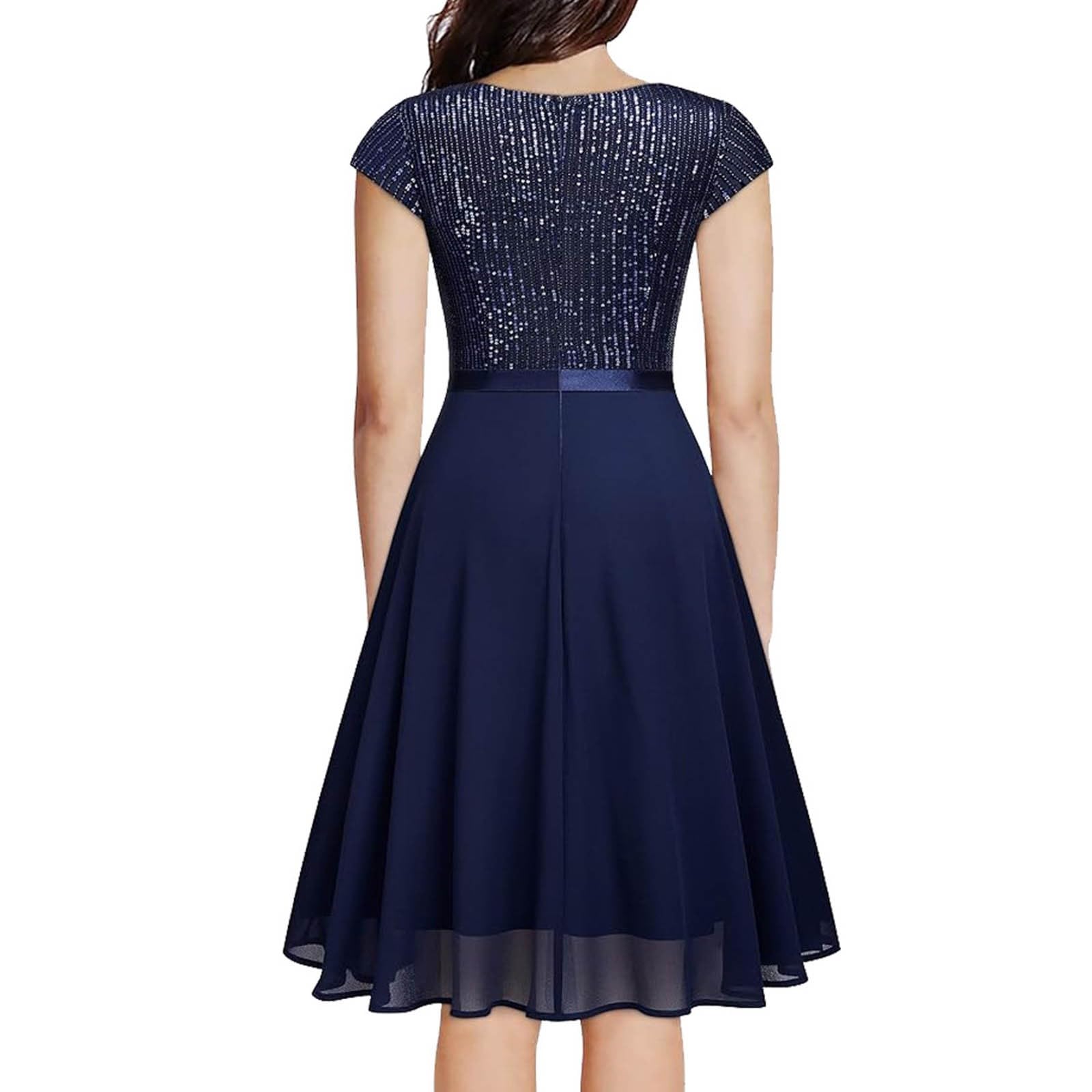 Elegante Vestido de Novia para Mujer con Mangas en Encaje y Gasa para Ceremonia Nupcial y Eventos Formales de Noche con Diseño de Largo Medio