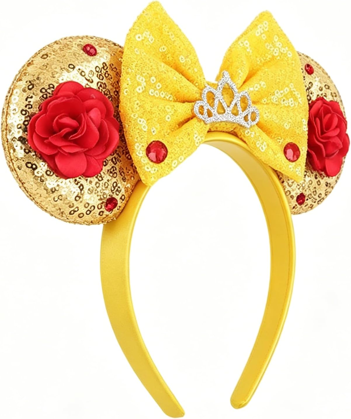 Girls Mouse Ears Headband Set - Hair Bands, Bows, Princess Headwear for Cosplay, Halloween, Birthday Party