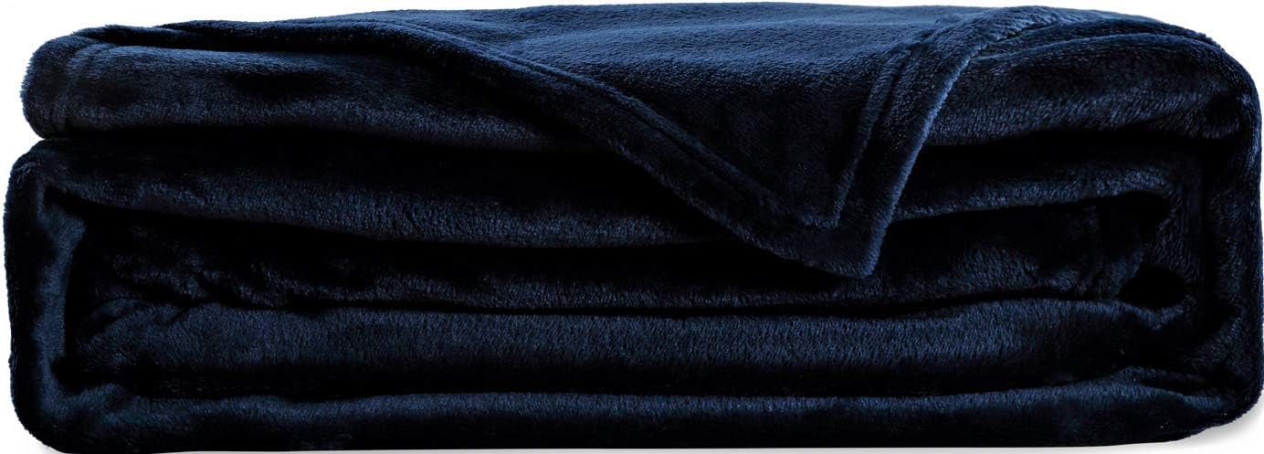 Flannel Fleece Blanket Throw, Bed Blanket for Winter | Plush Microfiber Lightweight Travel Blanket Cozy Softest Warm Thick | Thermal Fuzzy Blanket for Teen Girls | Best Gift for Moms Navy Blue 60x80"
