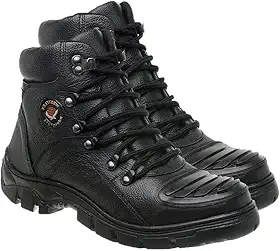 Bota Coturno Motociclista Couro Legítimo Tático Macio Protetor Biqueira