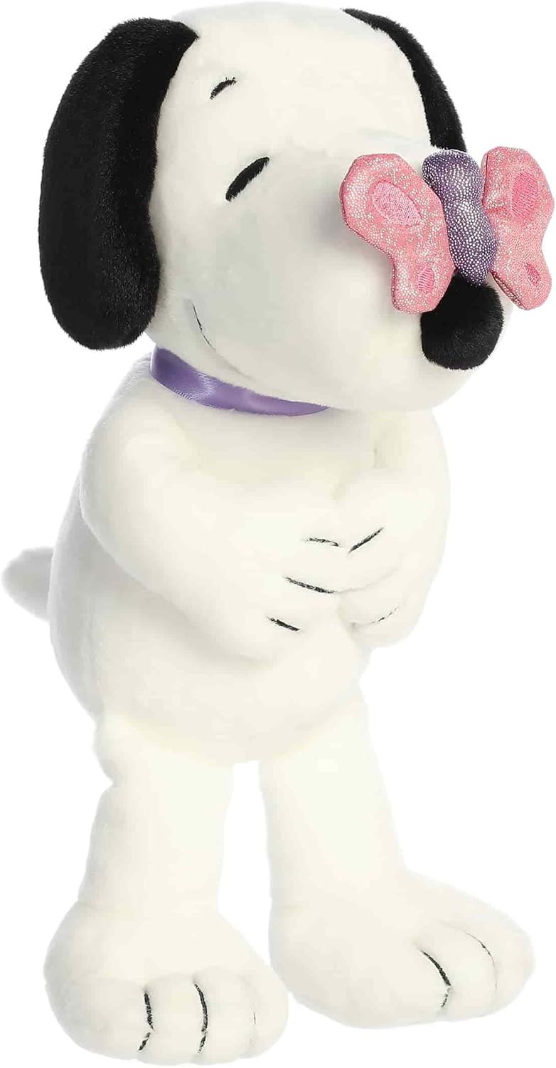 Aurora Adorable Peanuts Snoopy Stuffed Animal - Officially Licensed Toys For All Snoopy Fans - Seasonal Plush For The Spring Season - Pink Butterfly 9 Inches