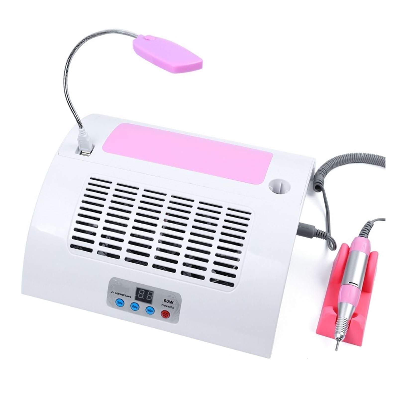 Aspiratore Unghie, Lampada for unghie a LED UV Essiccatore for smalto gel Trapano elettrico Macchina for collettore di polveri for unghie Ventilatore Aspirapolvere Macchina for manicure multifunzione