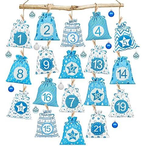 Adventskalender zum Befüllen Groß, 24 Adventskalender Säckchen 16 X14cm Cover