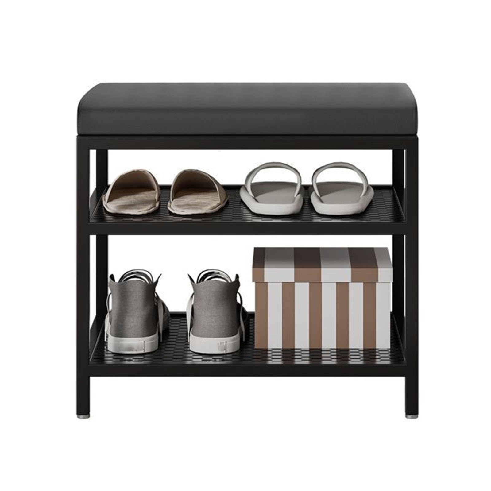 Étagère à chaussures avec banc de rangement rectangulaire pour entrée
