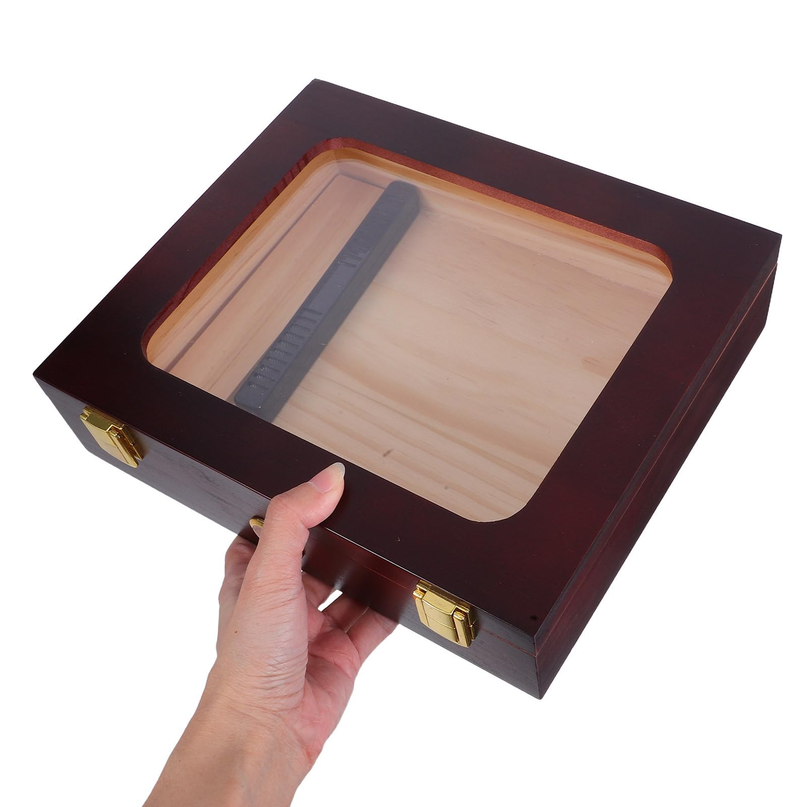HOMSFOU Humidor Zigarren Elektrisch mit Präziser Feuchtigkeitskontrolle Glasdeckel und Hygrometer Braun Holz Zigarrenbox für Reise und Zuhause als Dekorative Zigarren Feuchtigkeitsbox