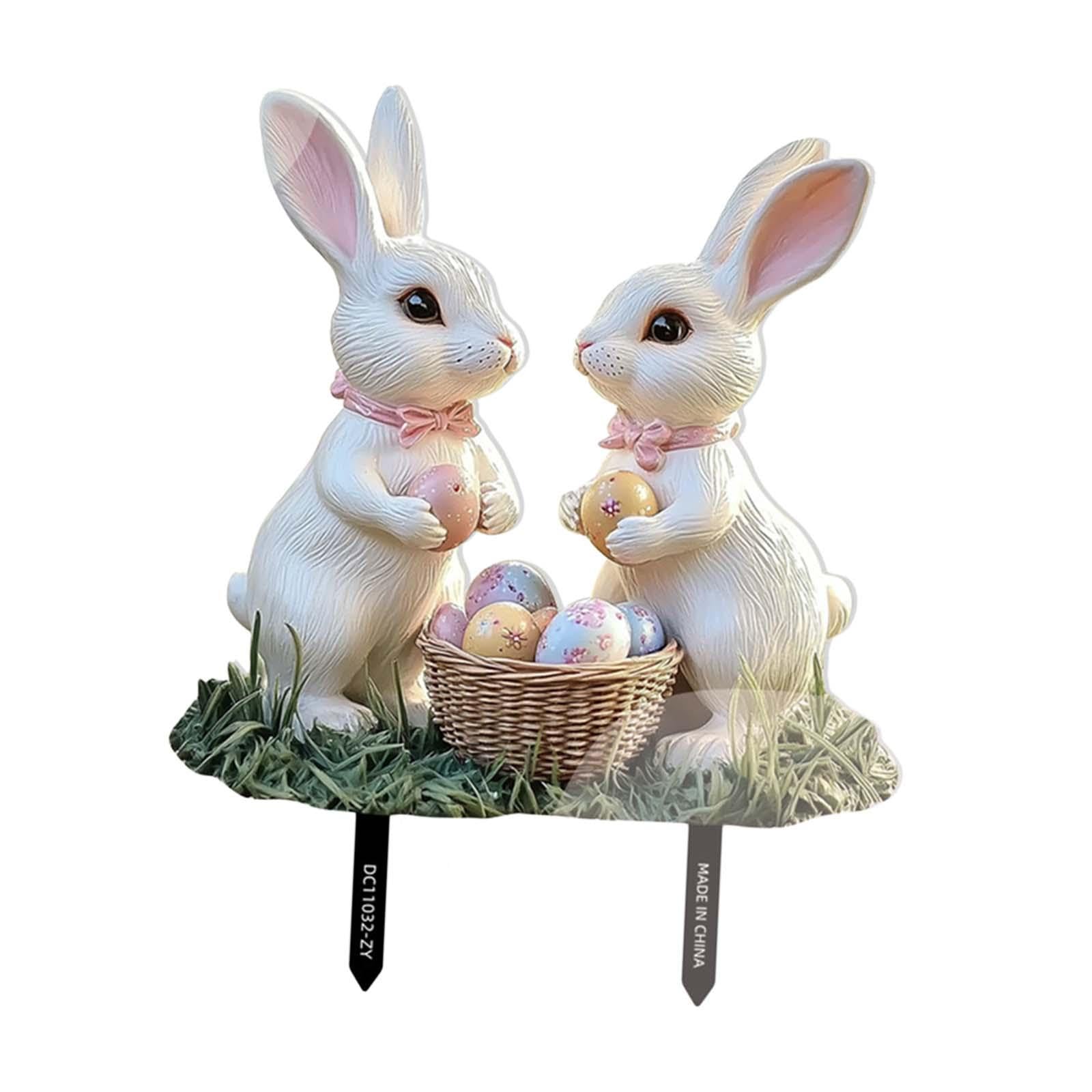 Easter Bunny Garden Stake Flowerpot Decoration for Flowerpot Farmhouse Patio| Garden Statue | Lawn Ornament | Décor-image-28