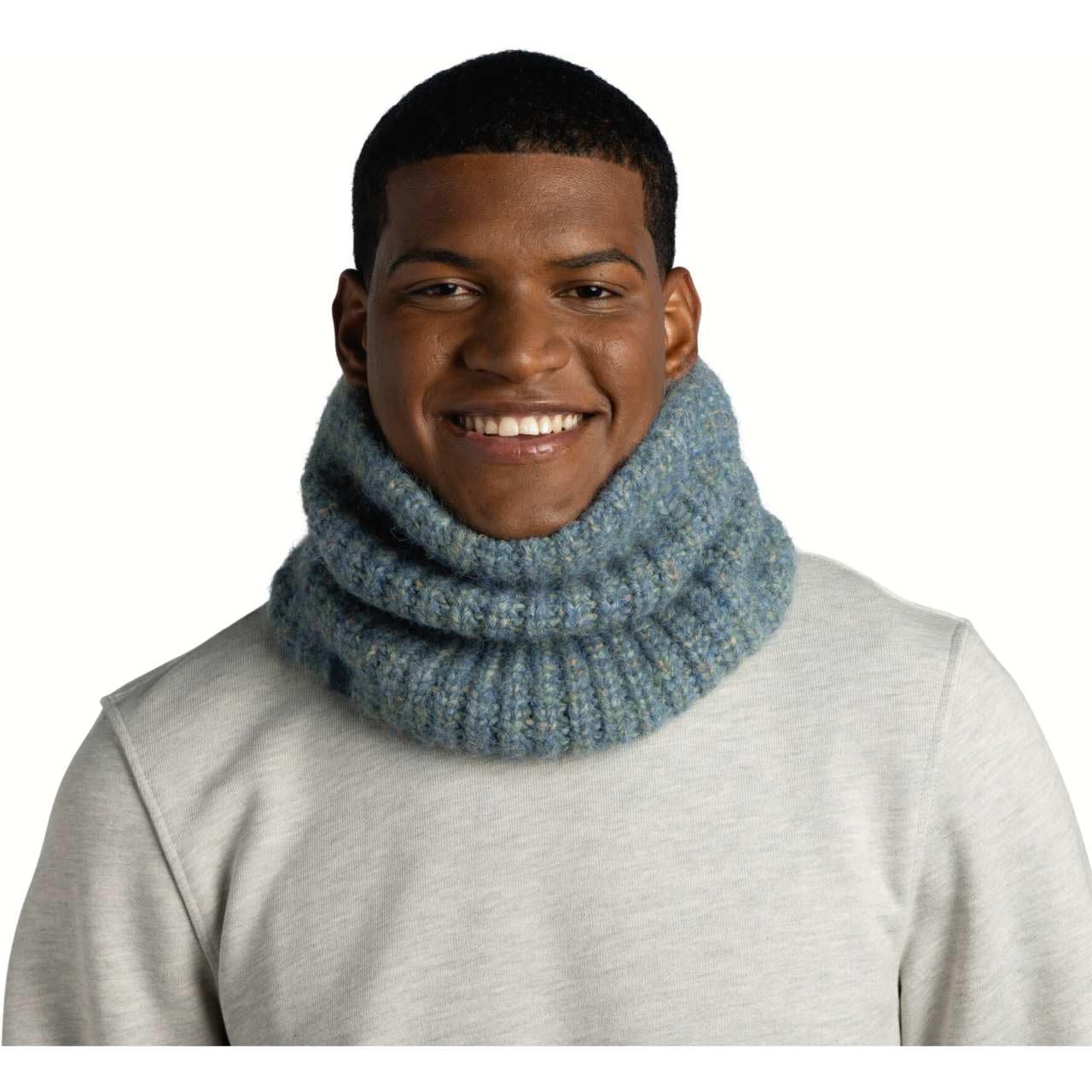 Buff| Braga de cuello Knitted & Fleece Frio Extremo, Practico, Versatil, Moda, Aislamiento termico, Comodo Hombre Mujer Talla única Azul