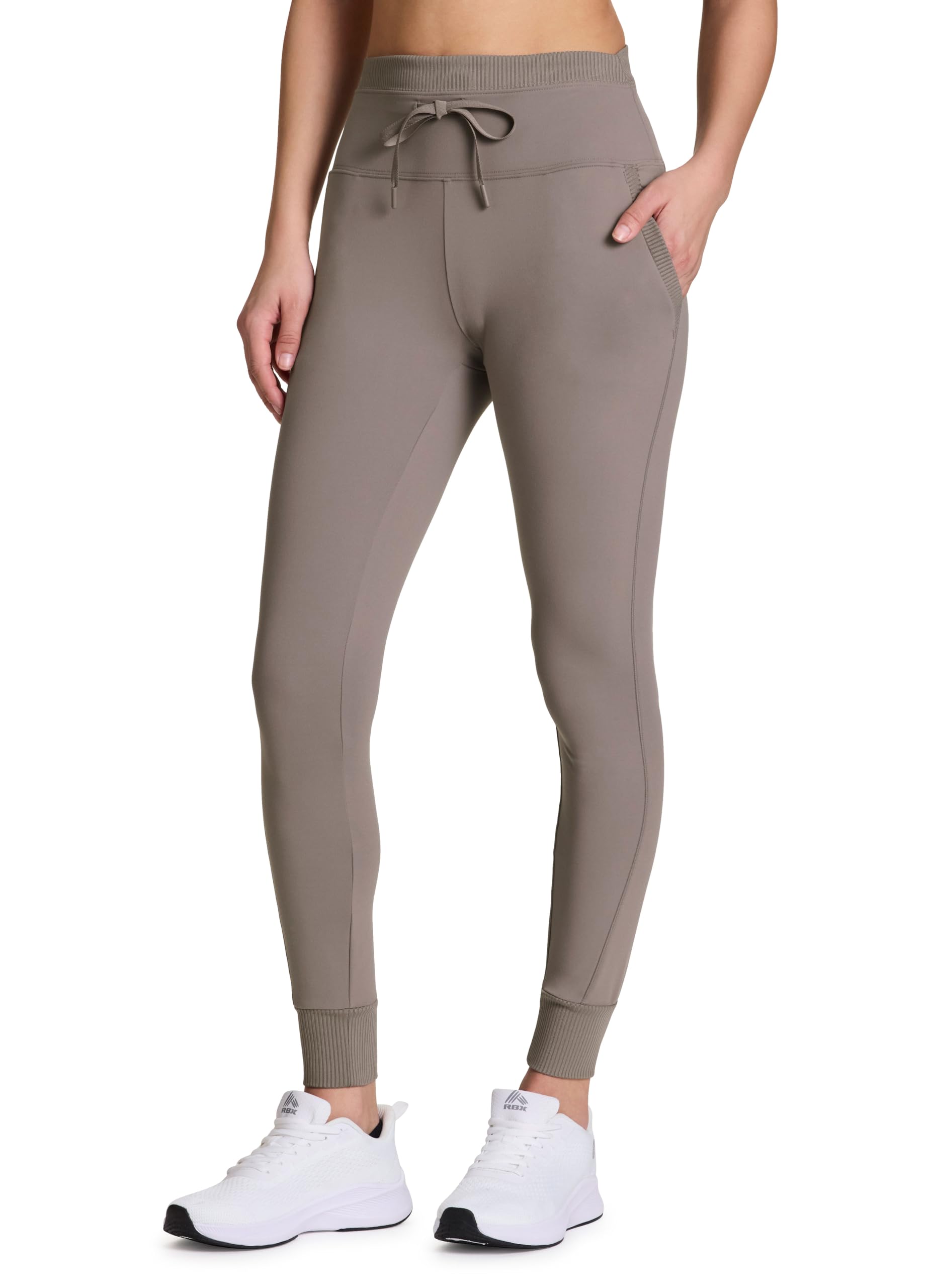 Avalanche Women's Drawstring Waist Gym Hiking Legging Fitted Jogger with Pockets, Driftwood Chunky Rib, S