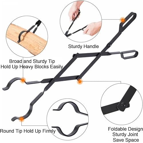 Miniatura 3 de JCLMER Cubo de cenizas para chimenea (juego de póker y pinzas para chimenea)