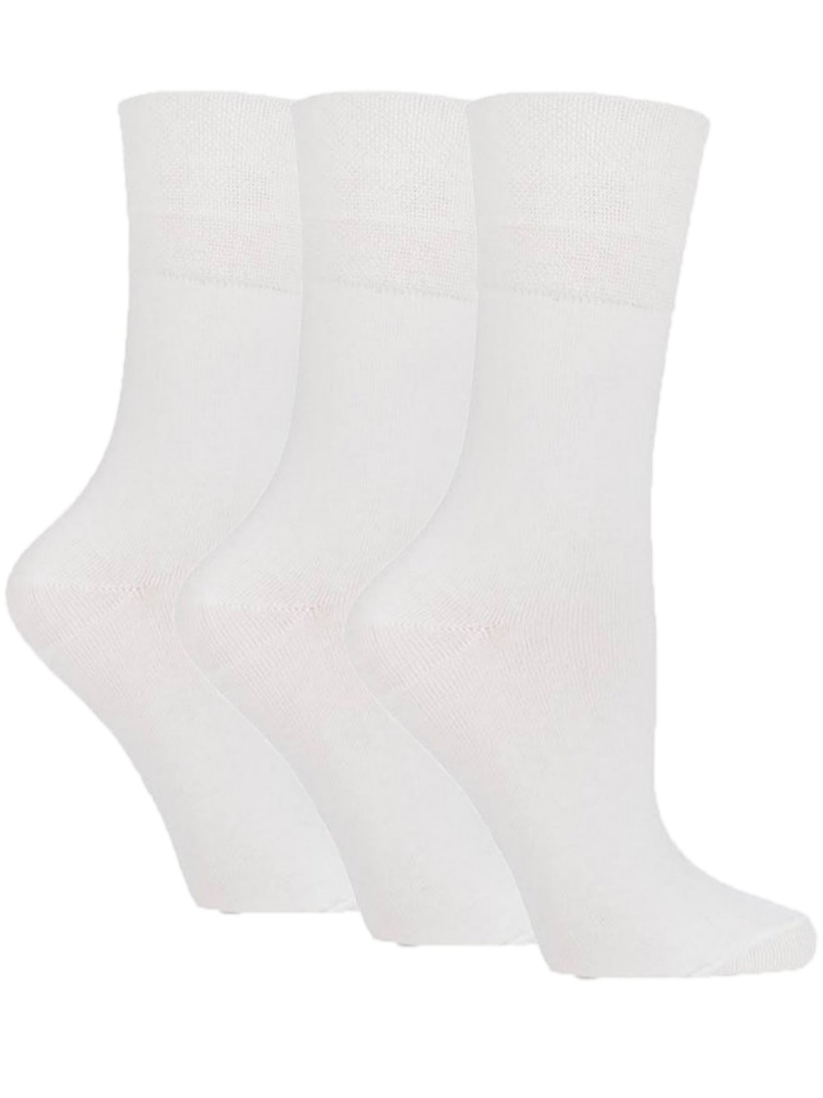 Hduk Ladies Socks Women's White 3X Pairs Of Gentle Grip Non Elastic Plain Cotton Rich Socks/Uk 4-8 Eur 37-42 (White)