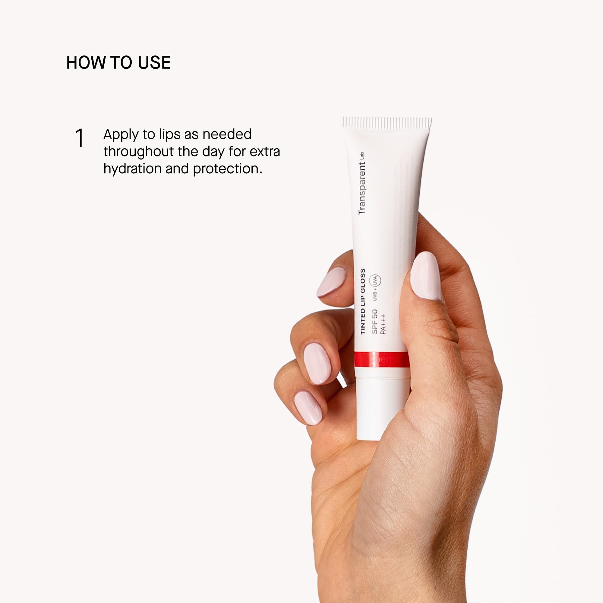 Transparent Lab Tinted Lipgloss Cherry 15 ml – Balsamo labbra colorato SPF50, con acido ialuronico e peptidi volumizzanti, idratazione, lucentezza naturale e protezione solare alta
