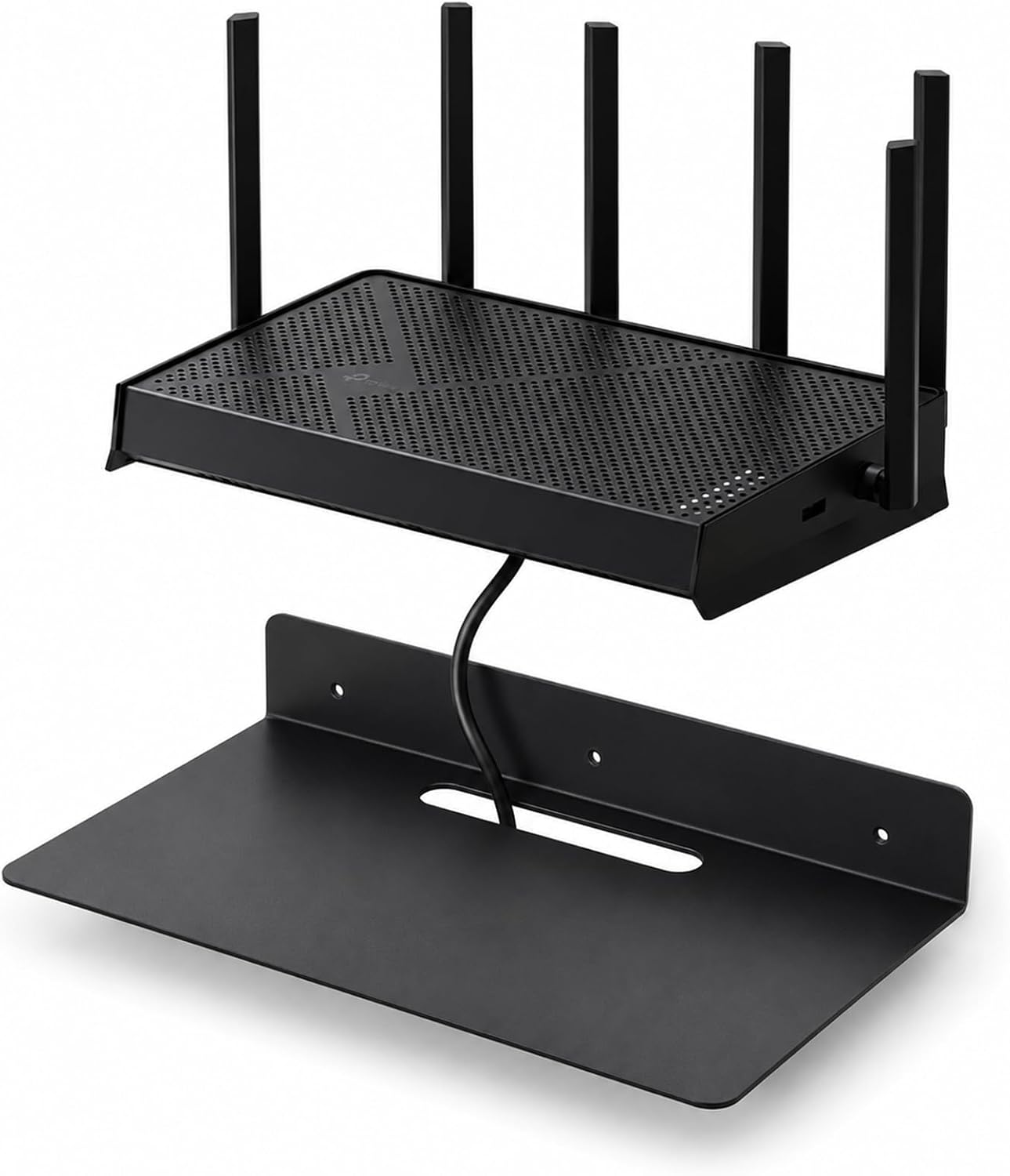 Metal Floating Wall Shelf for TP-Link BE6500 WiFi 7 Router, Heavy Duty Steel Wall Mounted Shelf with Cable Management