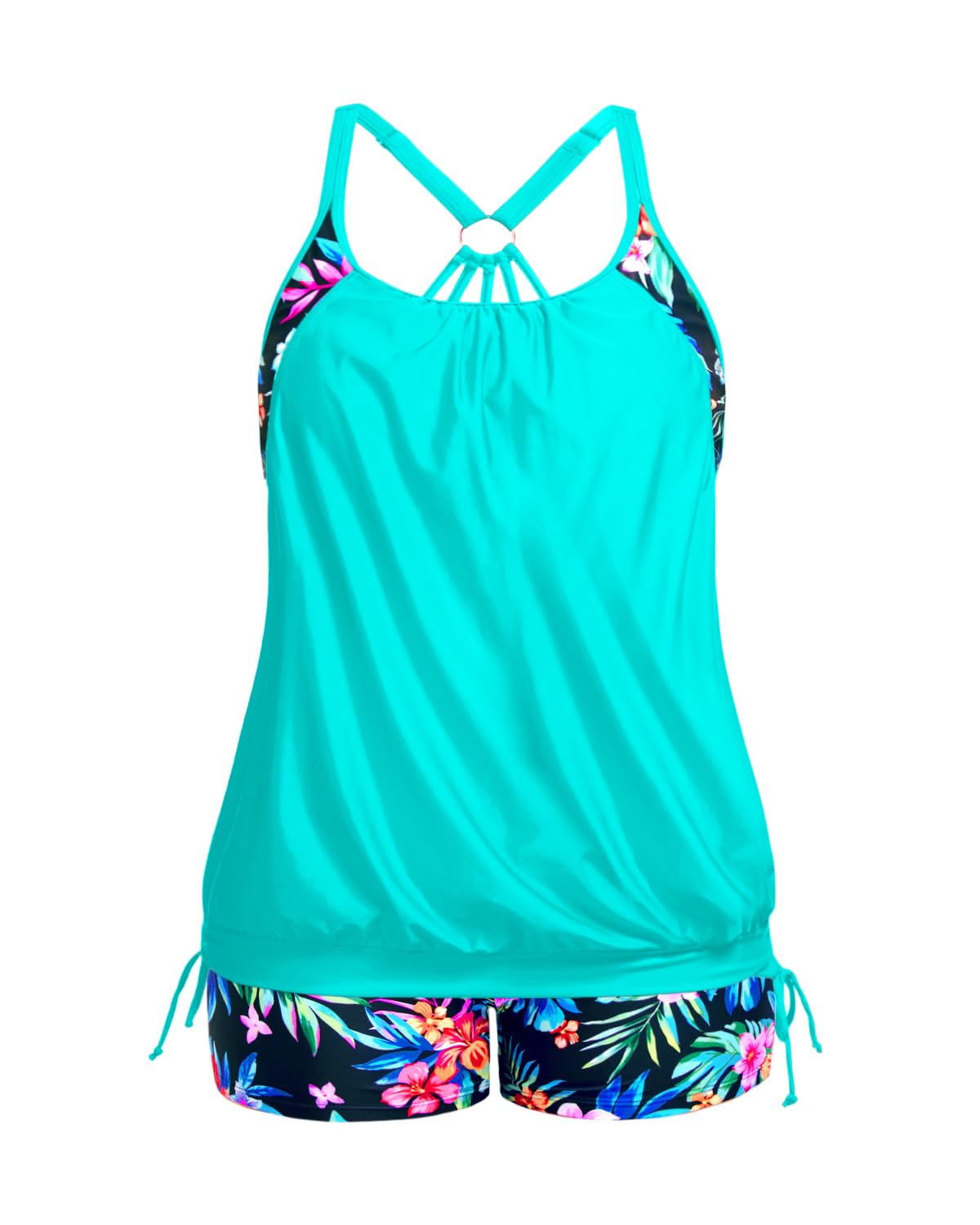 Holipick Womens Plus Size Tankini with Shorts Two Piece Swimsuits