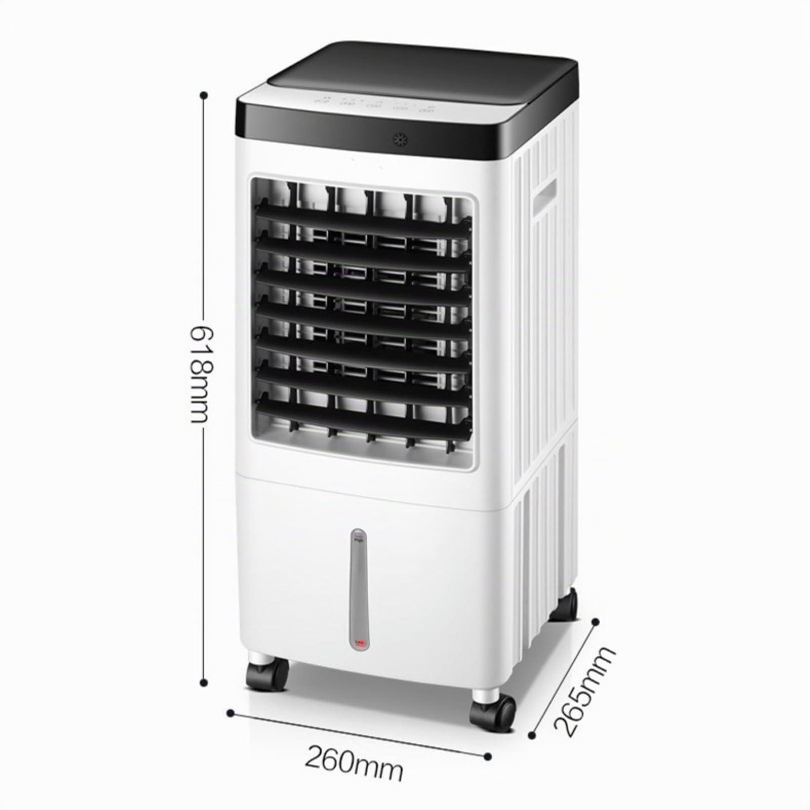 Climatiseur mobile 4 en 1 sans tuyau d'évacuation, humidificateur et purificateur d'air, refroidisseur d'air mobile avec réservoir d'eau de 10 l, télécommande, minuterie, oscillation à 120°, débit