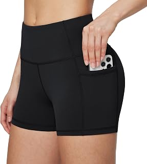 Baleaf Women's High Waist Biker Shorts with Pockets - 3" 5" 8" Inseam Spandex for Yoga Gym Running Workout