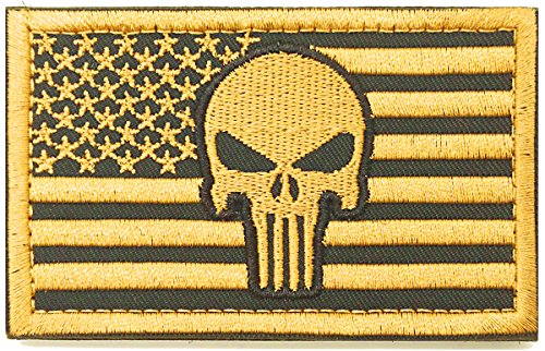 WZT Punisher American Flag Patch Military Patch/Morale Patches(Yellow)
