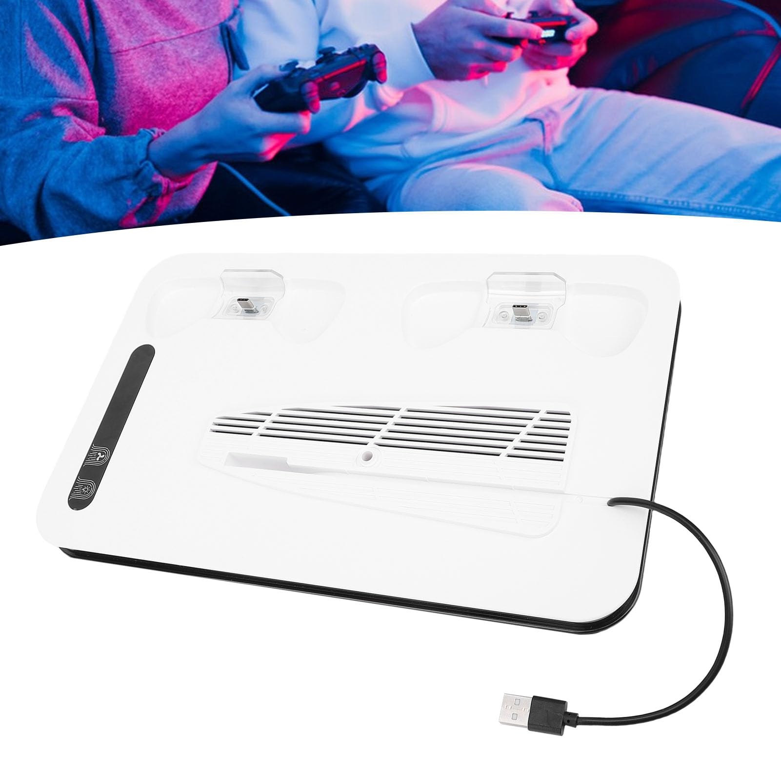 Soporte de Refrigeración para Consola de Juegos Vertical, Cargador de Controlador Eficiente con Ventilador Ajustable, Luz RGB para Jugadores