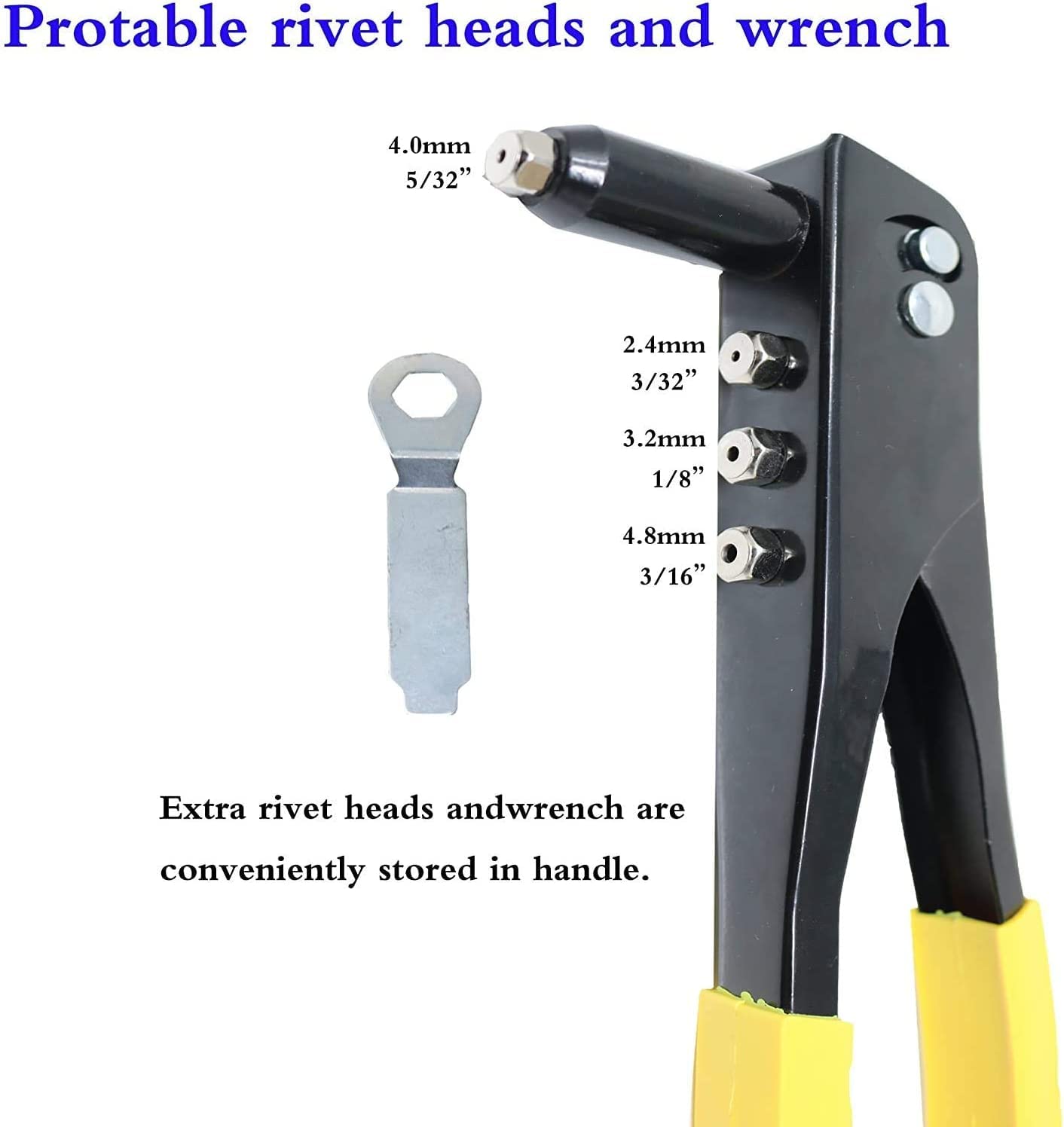 zalati Riveter Hand Tool Rivet Gun with 4 Sizes Installation Holes for Rivet Installation to More Materials - Image 3