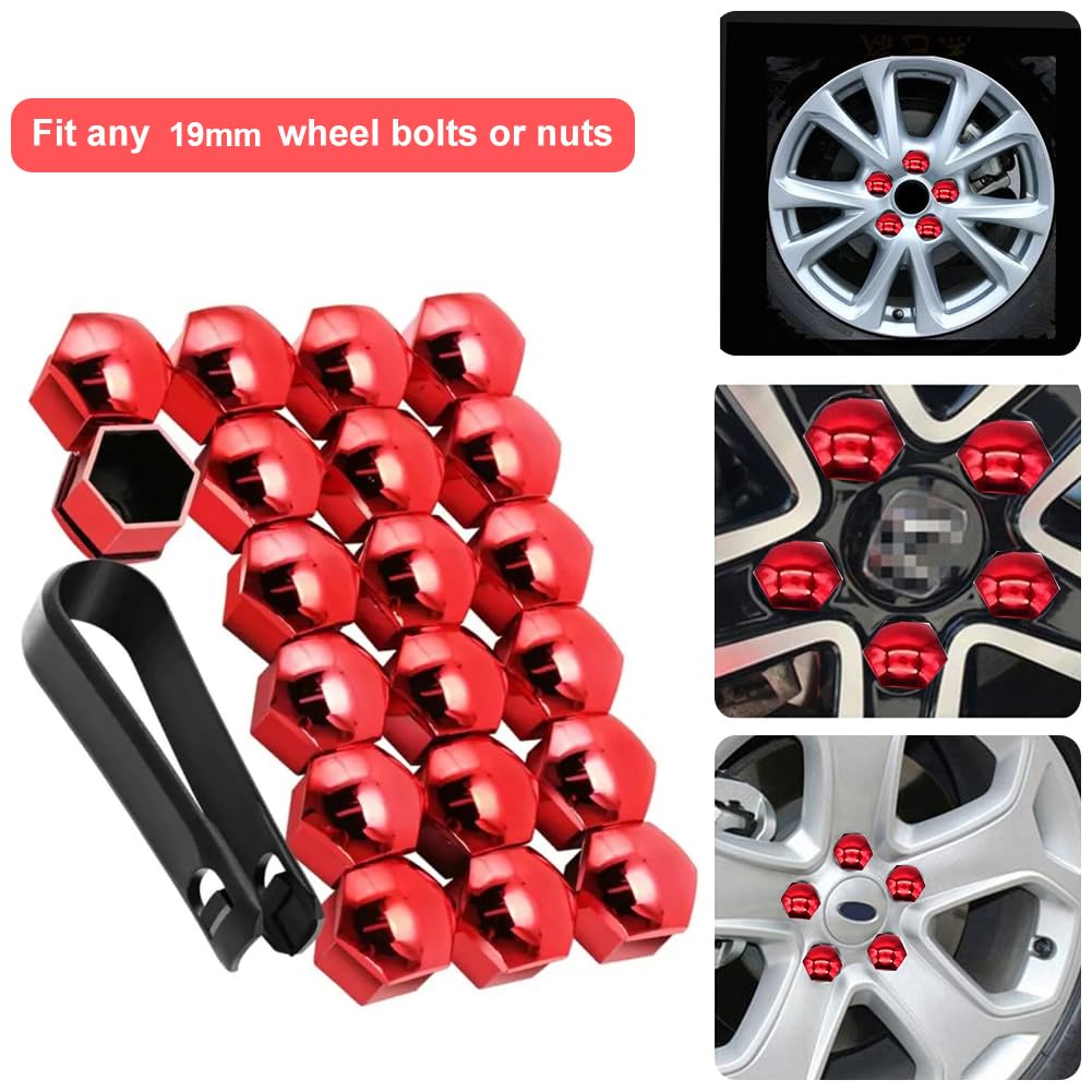 20 Pcs Capuchons D'écrou De Roue De Voiture, Capuchons D'écrou De Roue 19mm, 19mm Nylon PA66 Capuchons D'écrou De Roue Auto Hub Vis Couvercle Boulon