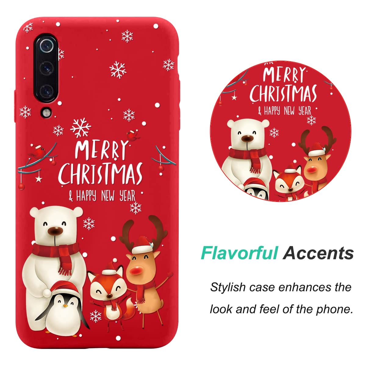 Yoedge Cover Natalizia Per Xiaomi Mi 10T/10T Pro/Redmi K30S – 2 Pezzi, Silicone Morbido Con Alce E Babbo Natale - 2