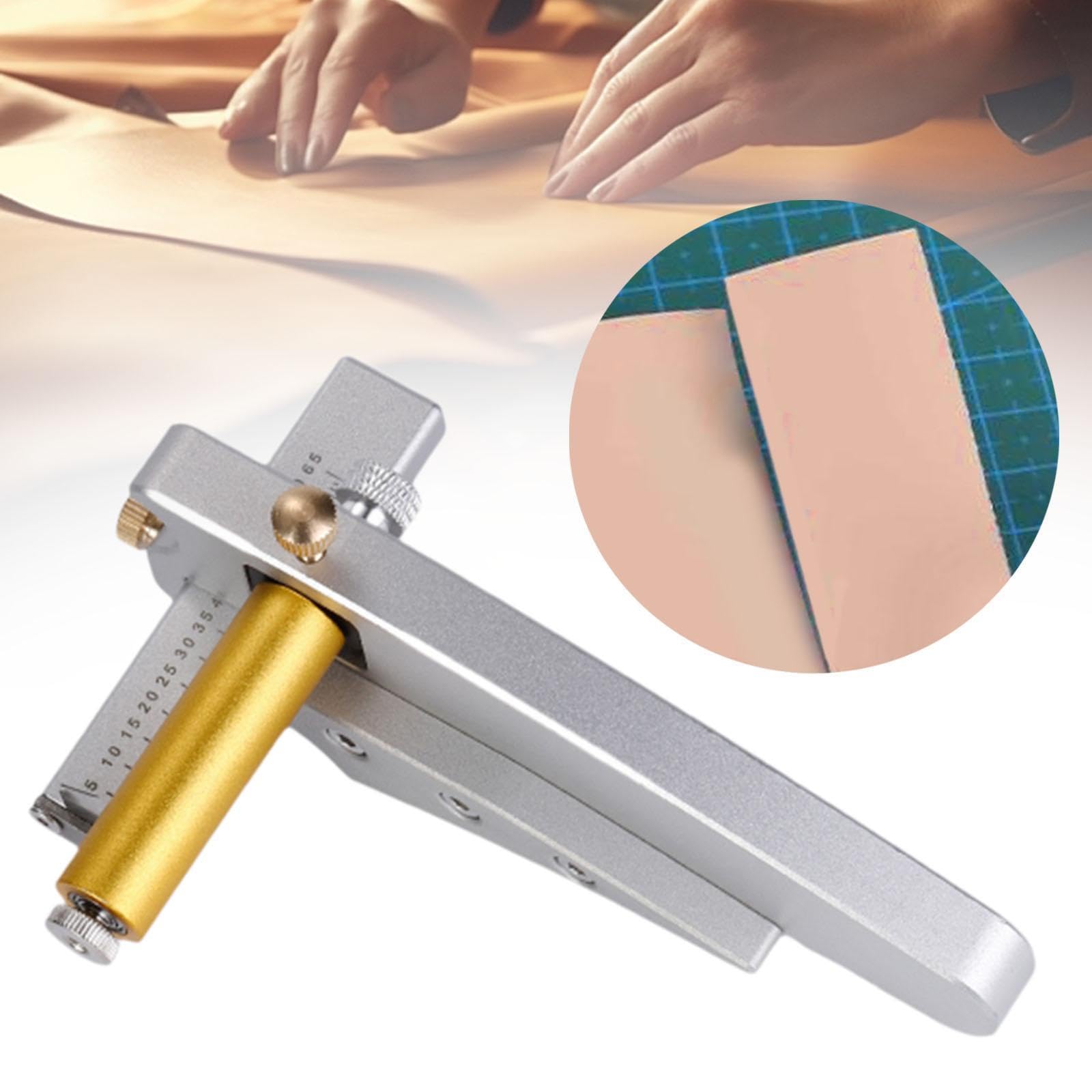 Cortador de correa de cuero con escala y mango, herramienta de corte de cinturón de cuero de aleación de aluminio para manualidades de cuero