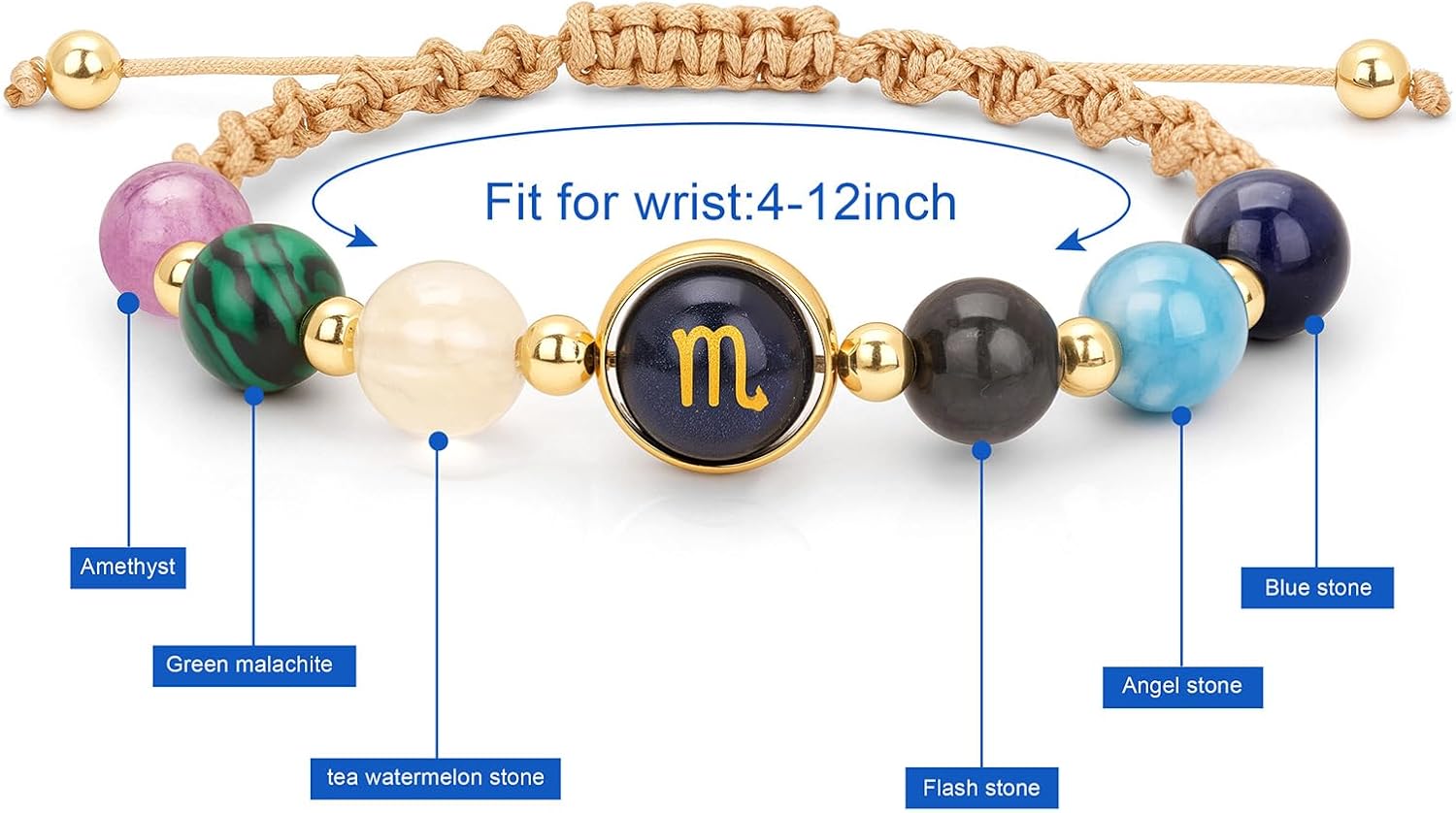 Zodiac Crystal Bracelets for Women 12 Constellations Healing Crystal Beads Bracelet Birthday Natural Stone Zodiac Gifts Horoscope Spiritual Bracelet - Image 3