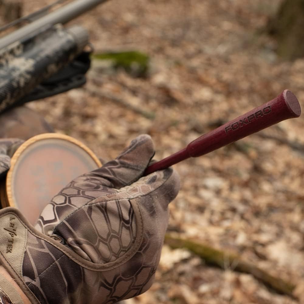 FOXPRO Bittersweet Pot Glass and Slate Turkey Call for Hunting Two-Sided Turkey Pot Call Honey Locust Wood Pot and One-Piece Purple Heart Striker
