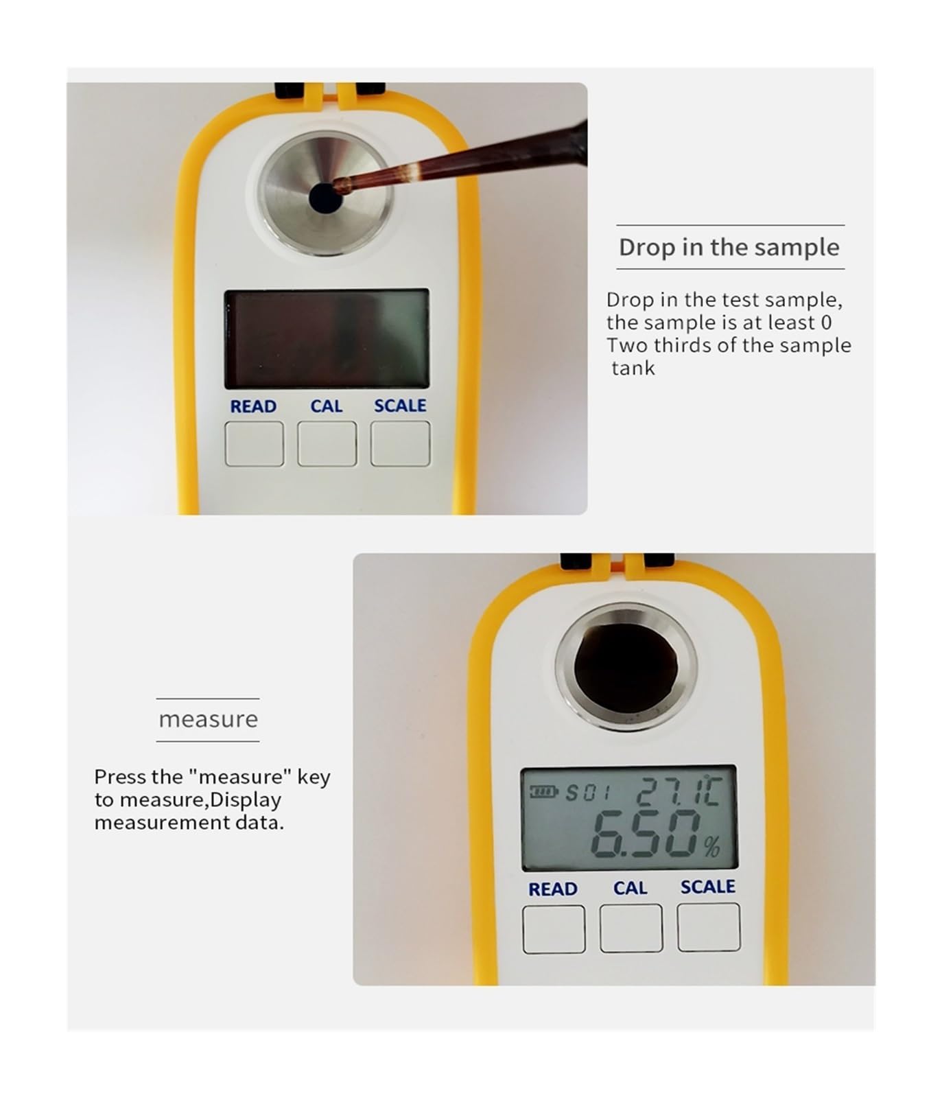 Brix Meter 0-94% Rifrattometro digitale portatile professionale per miele misuratore di zucchero succhi di frutta bevande zucchero tester alta precisione