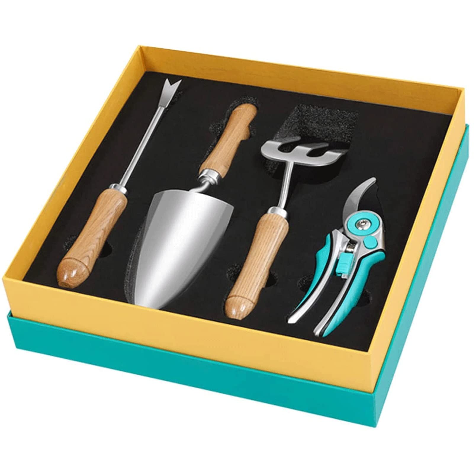 Gartenwerkzeug-Set, 4-teiliges Hochleistungs-Gartenwerkzeug, langlebige Garten-Handwerkzeuge, Edelstahl-Gartenpflanzen-Werkzeug, ergonomischer Griff Gartengeschenke für Frauen Männer