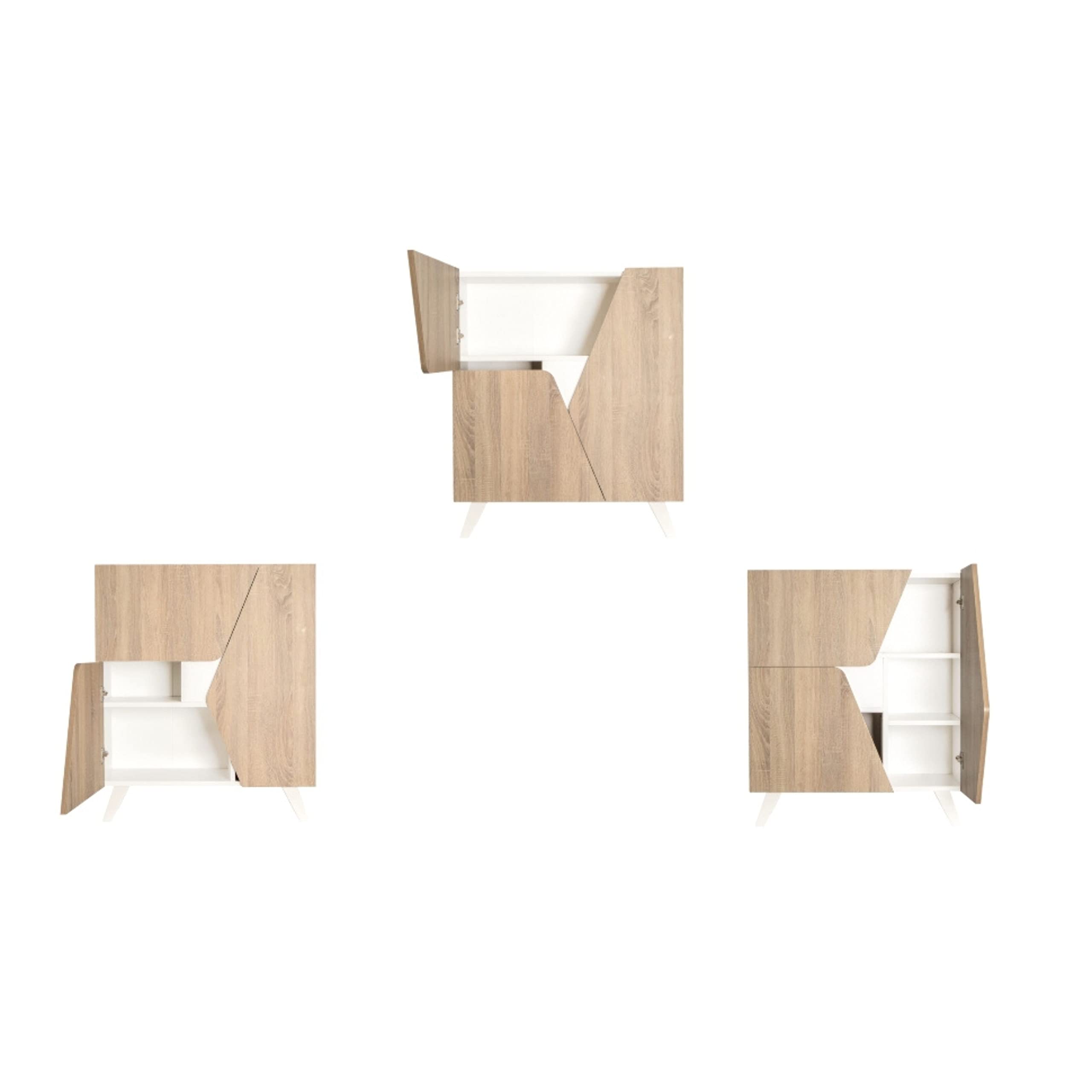 Mueble Aparador Comoda en Roble y Blanco 80 x 94 x 34 cm - Mueble Recibidor, Aparadores para Salon, Aparador Entrada Recibidor. Marte