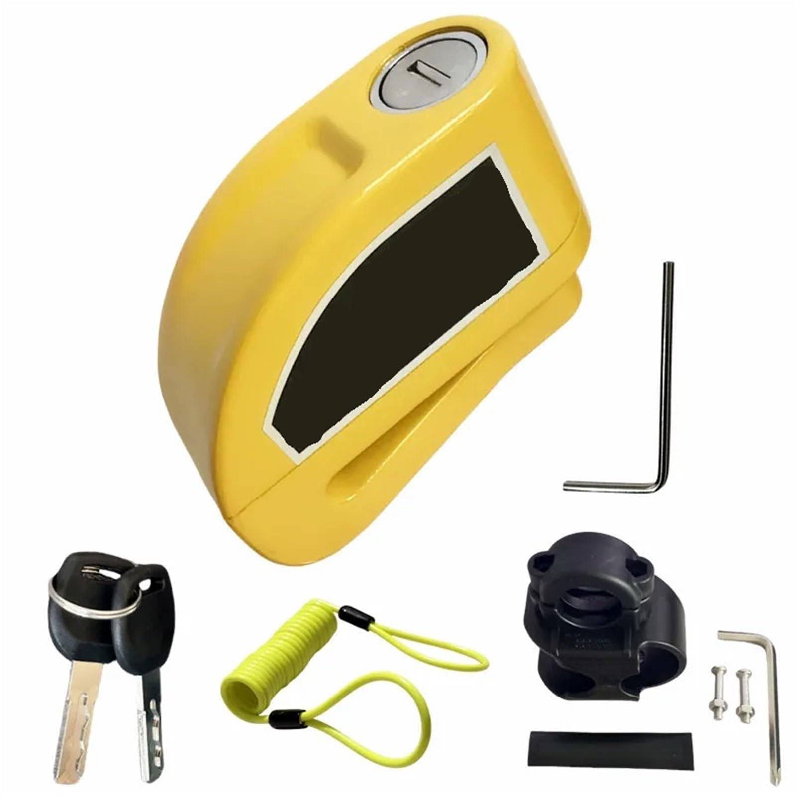 U Doppio Bloccaggio Allarme bicicletta moto Blocco disco Sicurezza antifurto Corda promemoria impermeabile in lega di alluminio + staffa 6 colori Serratura Antiscass(Yellow 8300-1)