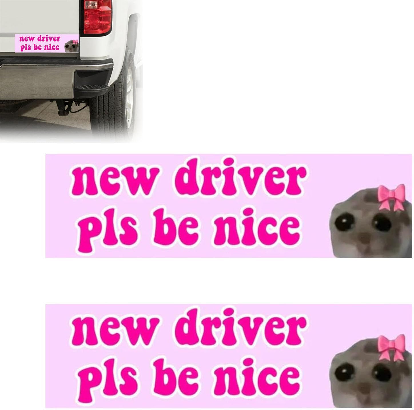 Generic Nice Driver Car Sticker, New Driver Please Be Nice Funny Meme Sticker, Essential Signs for Learner Drivers (2PCS)