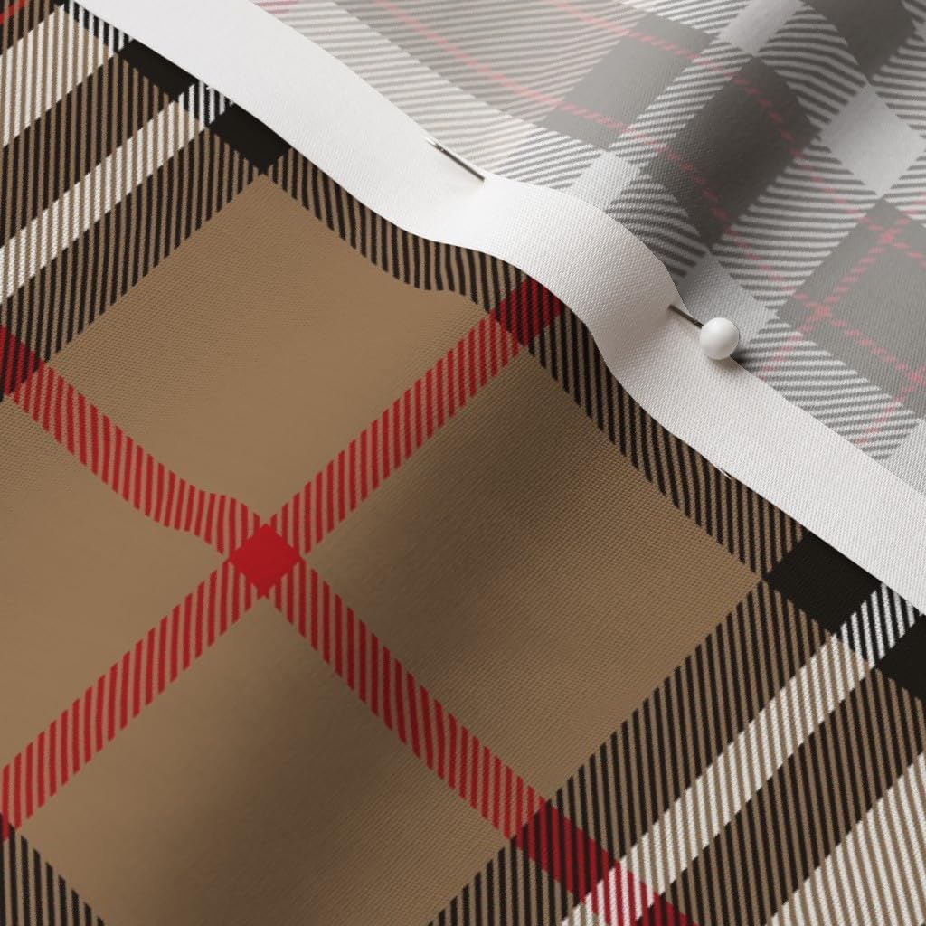 Spoonflower Fabric - Tartan Plaid Scottish Tan Brown Black White Printed on Cotton Poplin Fabric by the Yard - Sewing Shirting Quilting Dresses Apparel Crafts