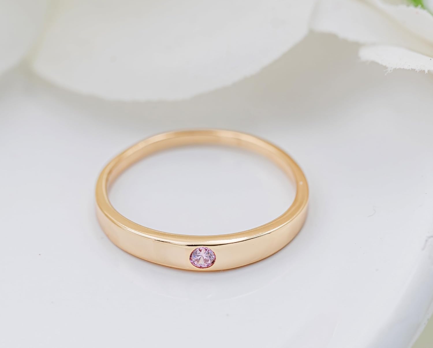 Precious Pieces 14K Gold Plated over .925 Sterling Silver Baby Ring with CZ