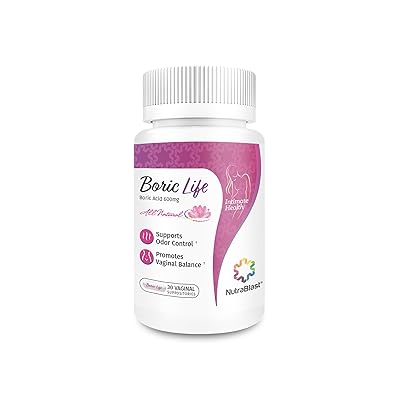 NutraBlast Boric Acid Vaginal Suppositories - 100% Pure Made in USA - Boric Life Intimate Health Support (30 Count)
